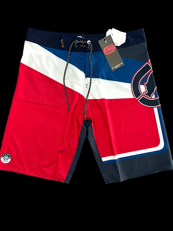 Boardshort Ecko Lines Azul Marinho e Vermelho