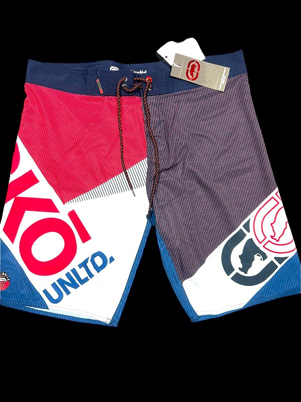 Boardshort Ecko Streets Azul Marinho e Vermelho